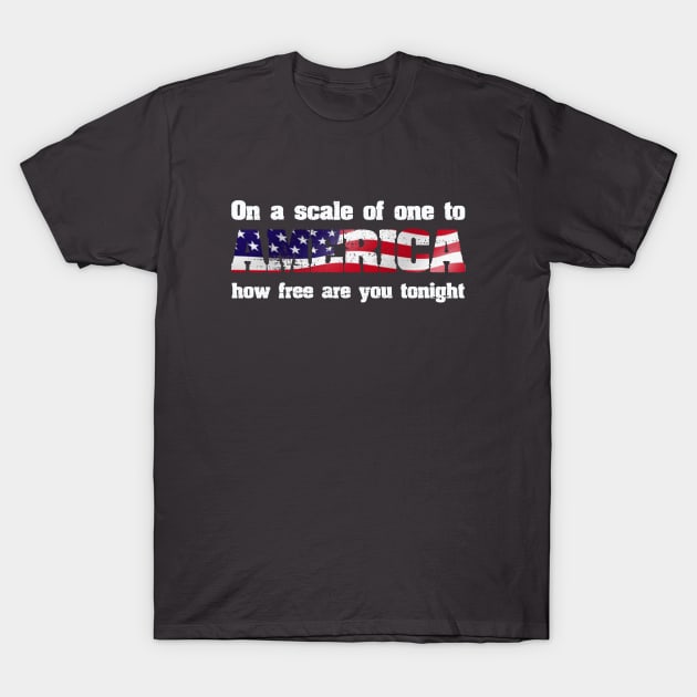 On A Scale Of One To AMERICA How Free Are You Tonight T-Shirt by ckandrus